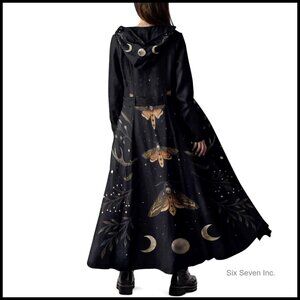 Long Fleece Trench Coat with Hood, Belted Peacoat, Gothic Winter Overcoat